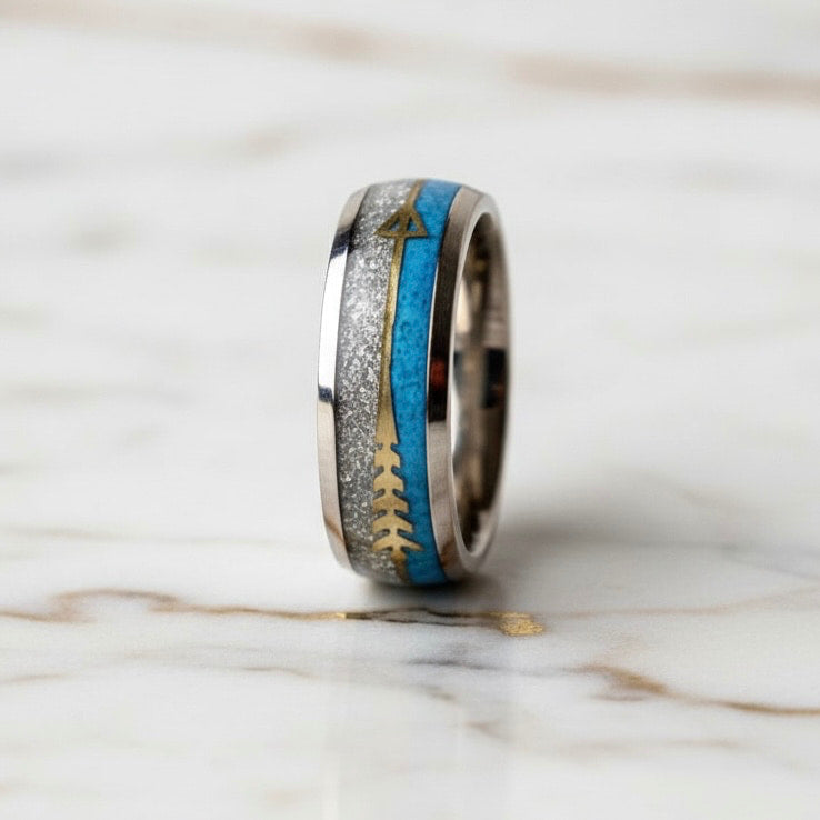 Ring mit blau Pfeil-Design – dekoratives Accessoire für markanten Look CrystalScents