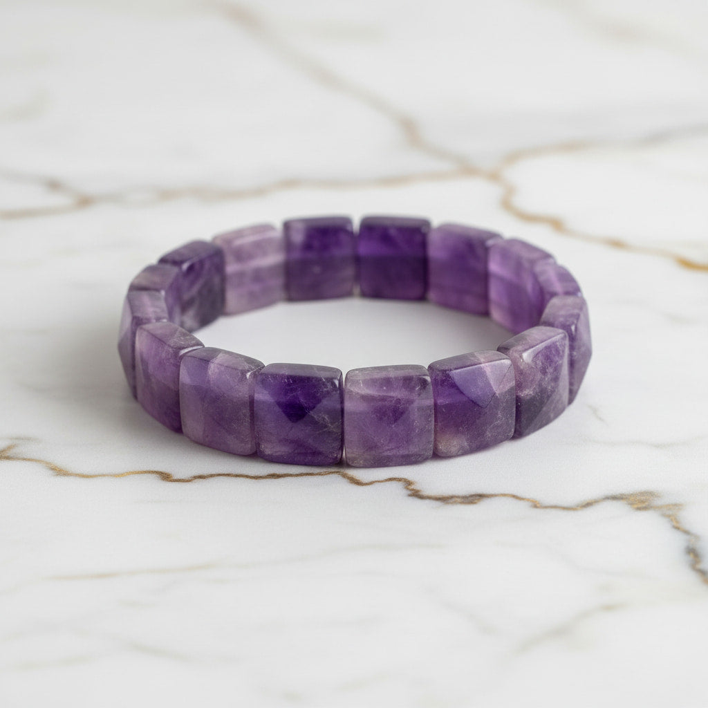 Amethyst Armband – quadratische Steine, innere Ruhe & Geschenk CrystalScents
