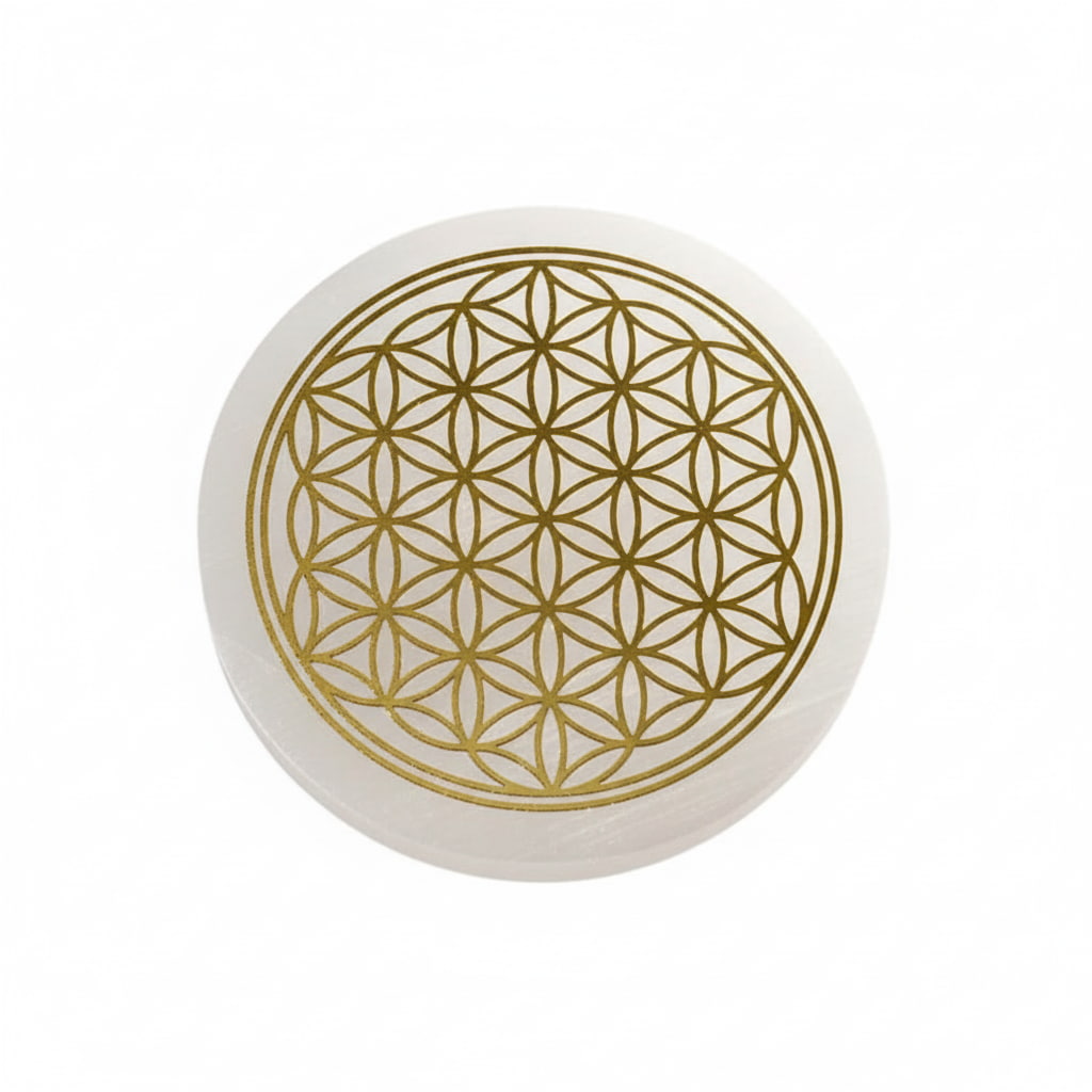 Selenit Scheibe - Goldene Lebensblume CrystalScents
