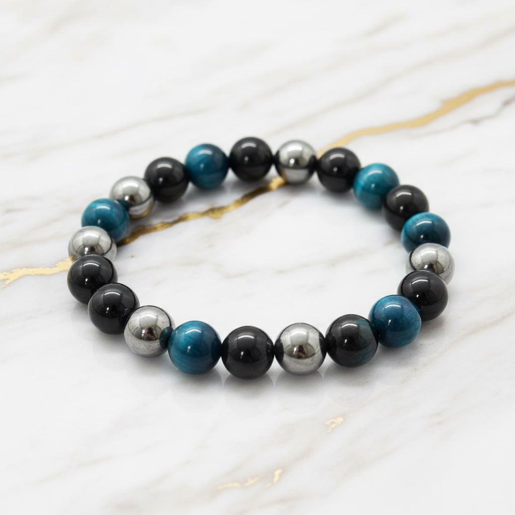 Obsidian, Hämatit & Blaues Tigerauge Armband JETZT entdecken CrystalScents