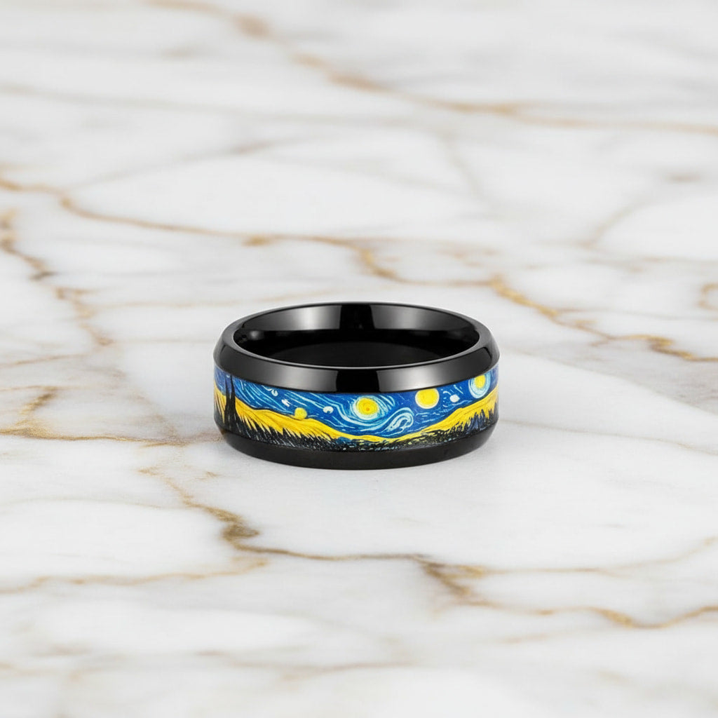 Ring Schwarz – Mit Sternenhimmel CrystalScents