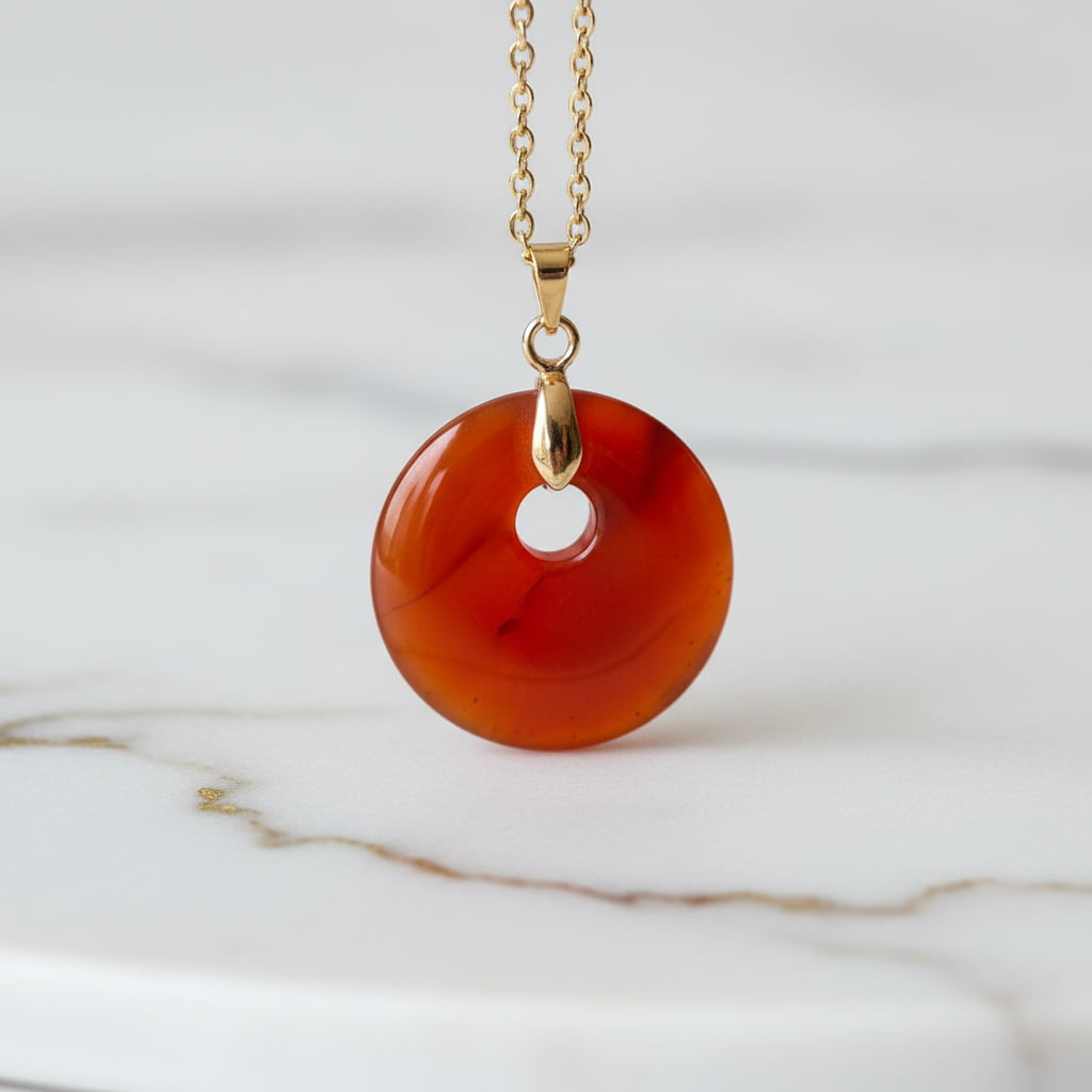 Karneol Halskette - Rundes Design