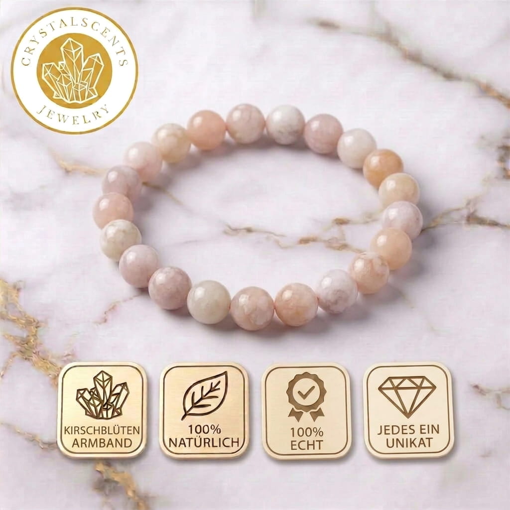 Kirschblüten Achat Kugelarmband - Frühlingstraum