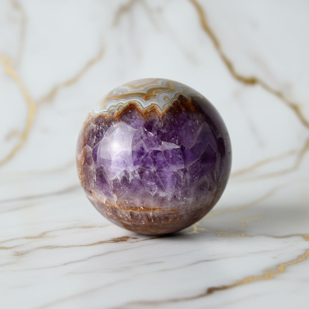 Amethyst Achat Kugel – Eleganter Wohn- & Meditationsbegleiter CrystalScents