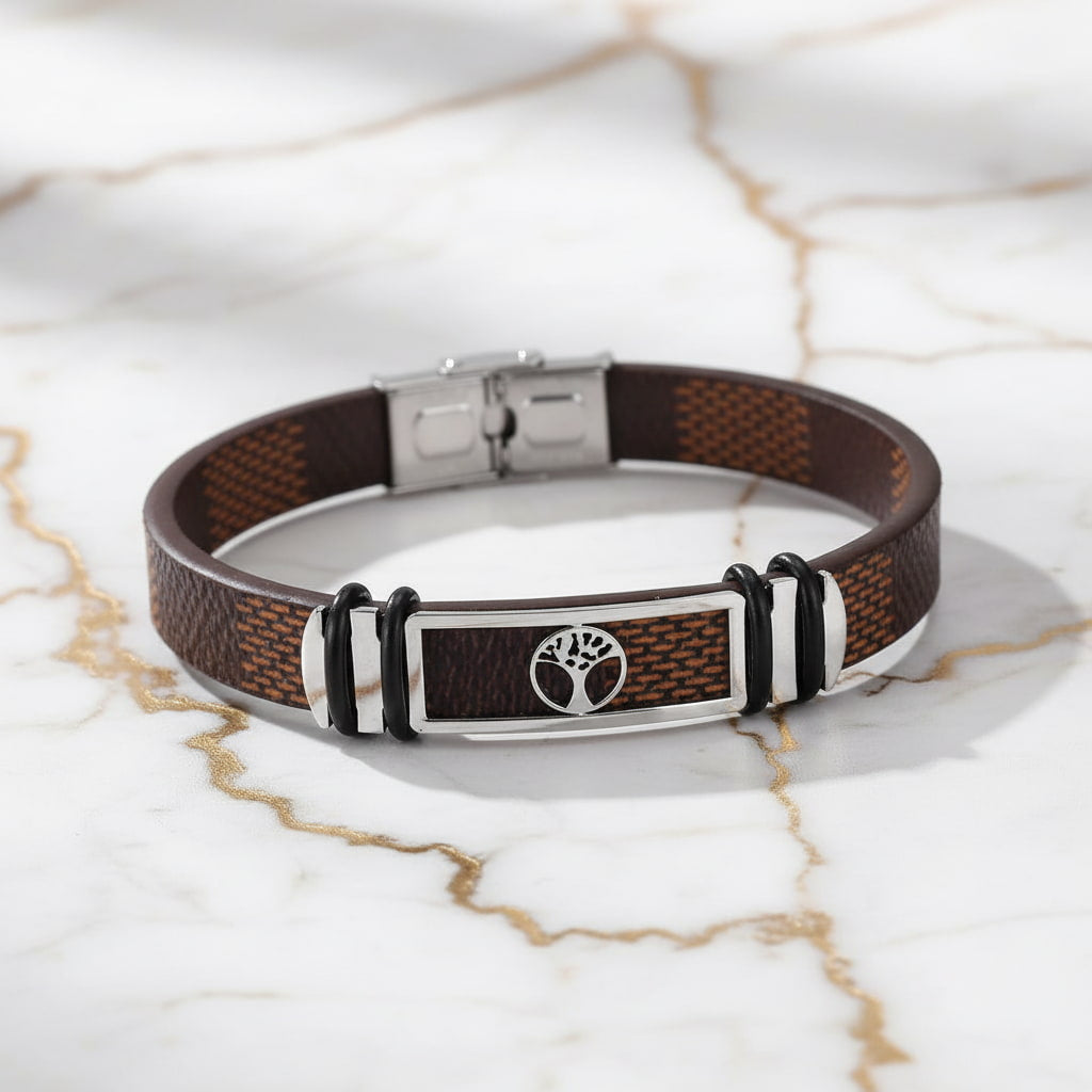 Lederarmband mit Magnet-Verschluss und Baum des Lebens CrystalScents