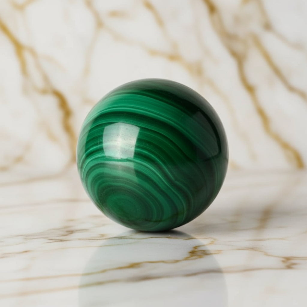 Malachit Kugel – Herz des Waldes CrystalScents
