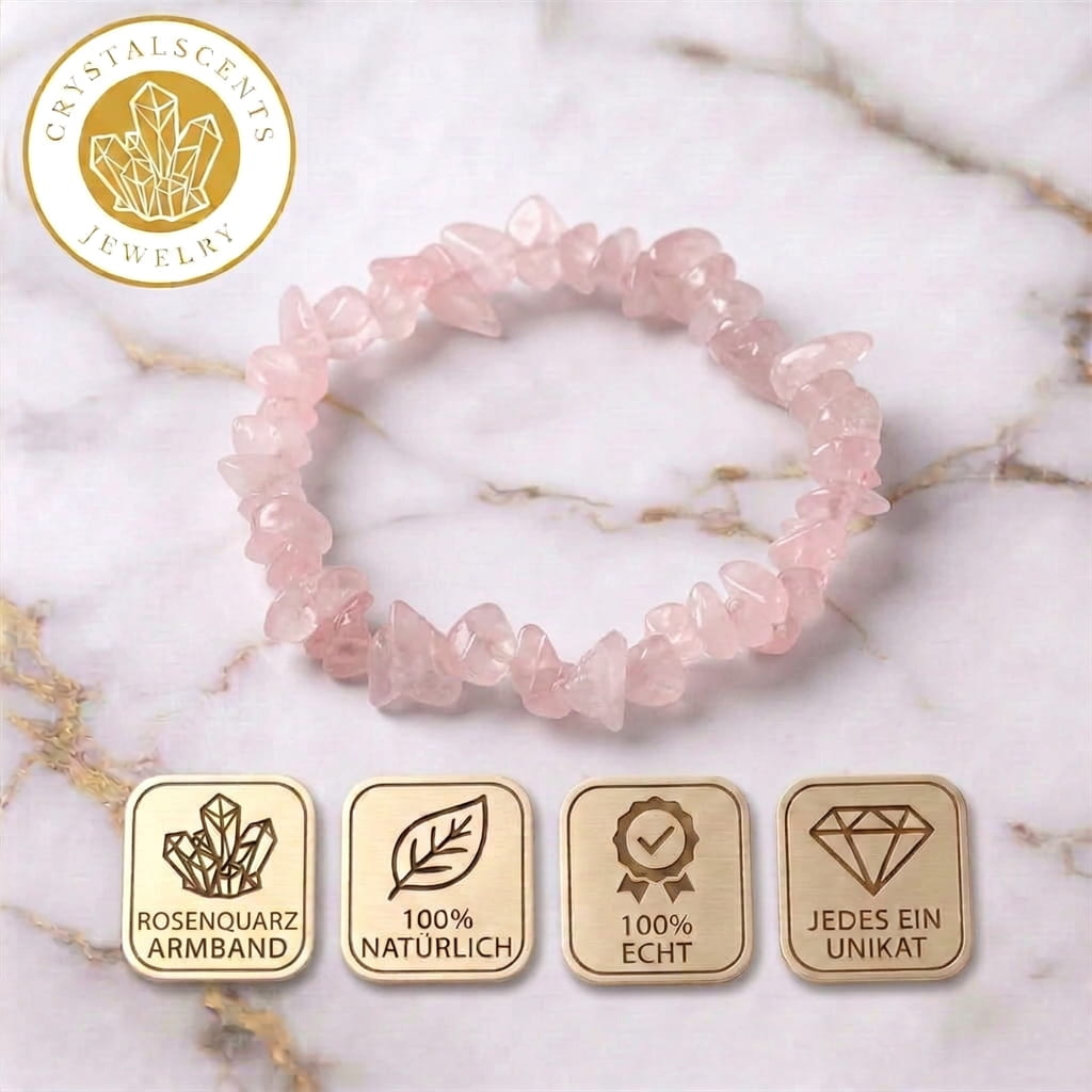 Rosenquarz Splitterarmband  – Herzensfreude & Harmonie
