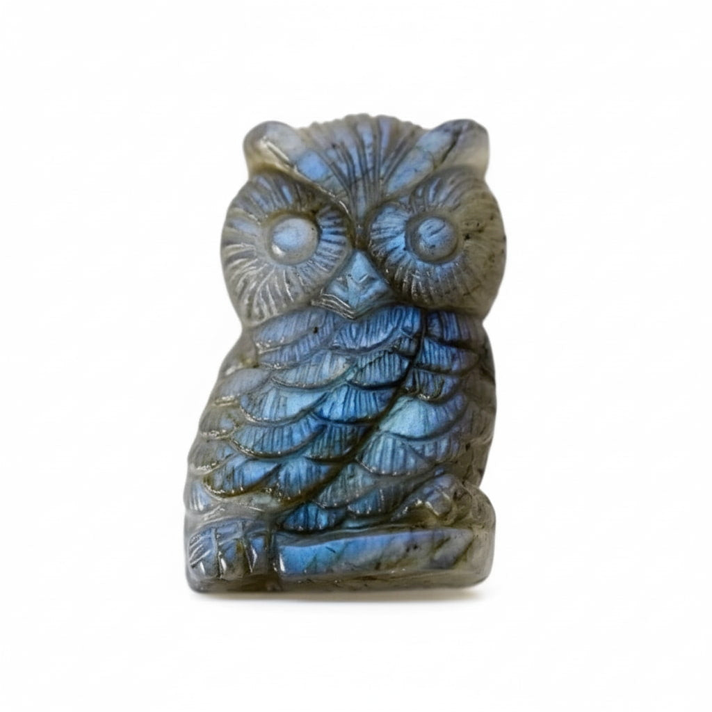 Labradorit Eule – Mystischer Wächter mit schillerndem Glanz