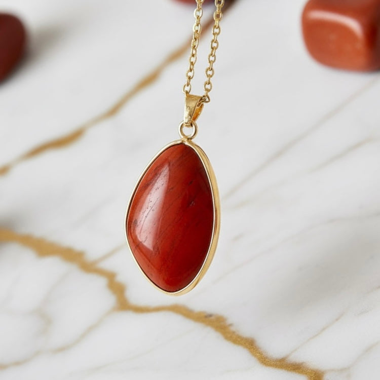 Roter Jaspis Halskette - Wärme & Struktur CrystalScents