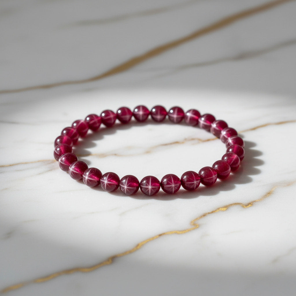 Star Rubin Kugelarmband - Leuchtender Stern-Effekt CrystalScents