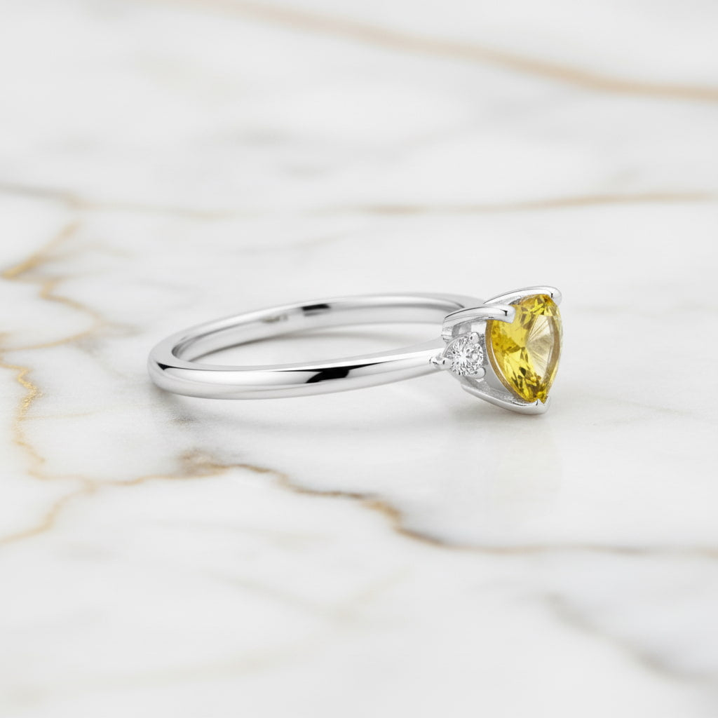Citrin Ring - Strahlendes Herz
