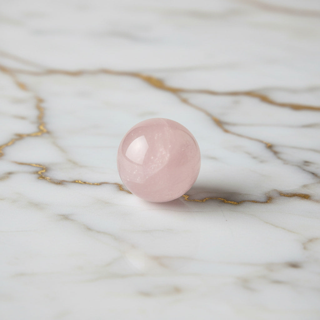 Mini Rosenquarz Kugel – Liebe & Harmonie CrystalScents