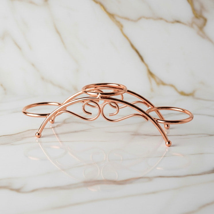 Kugelhalter Roségold – Eleganter Halter für 3 Kristallkugeln CrystalScents