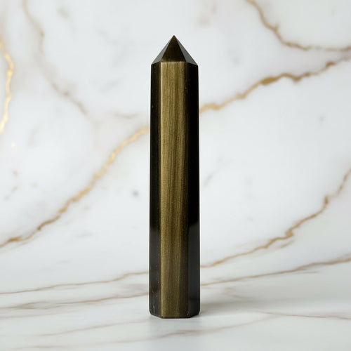 Gold Obsidian Obelisk - Dunkle Kraft mit goldenem Schimmer CrystalScents