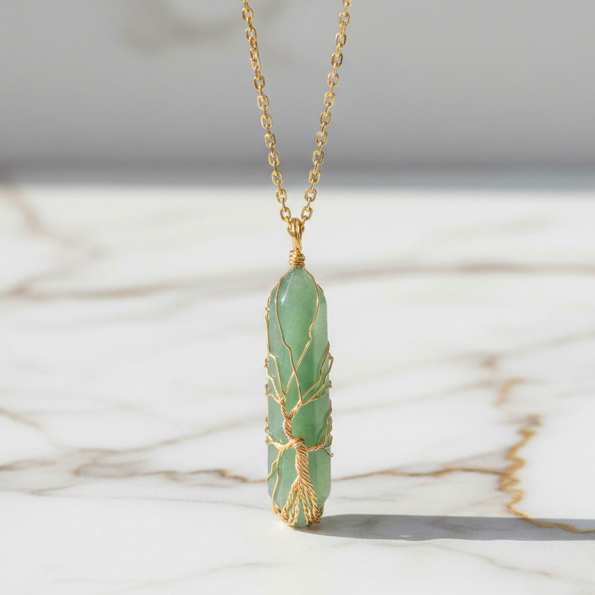 Aventurin Halskette - Goldverzierter Doppelender CrystalScents