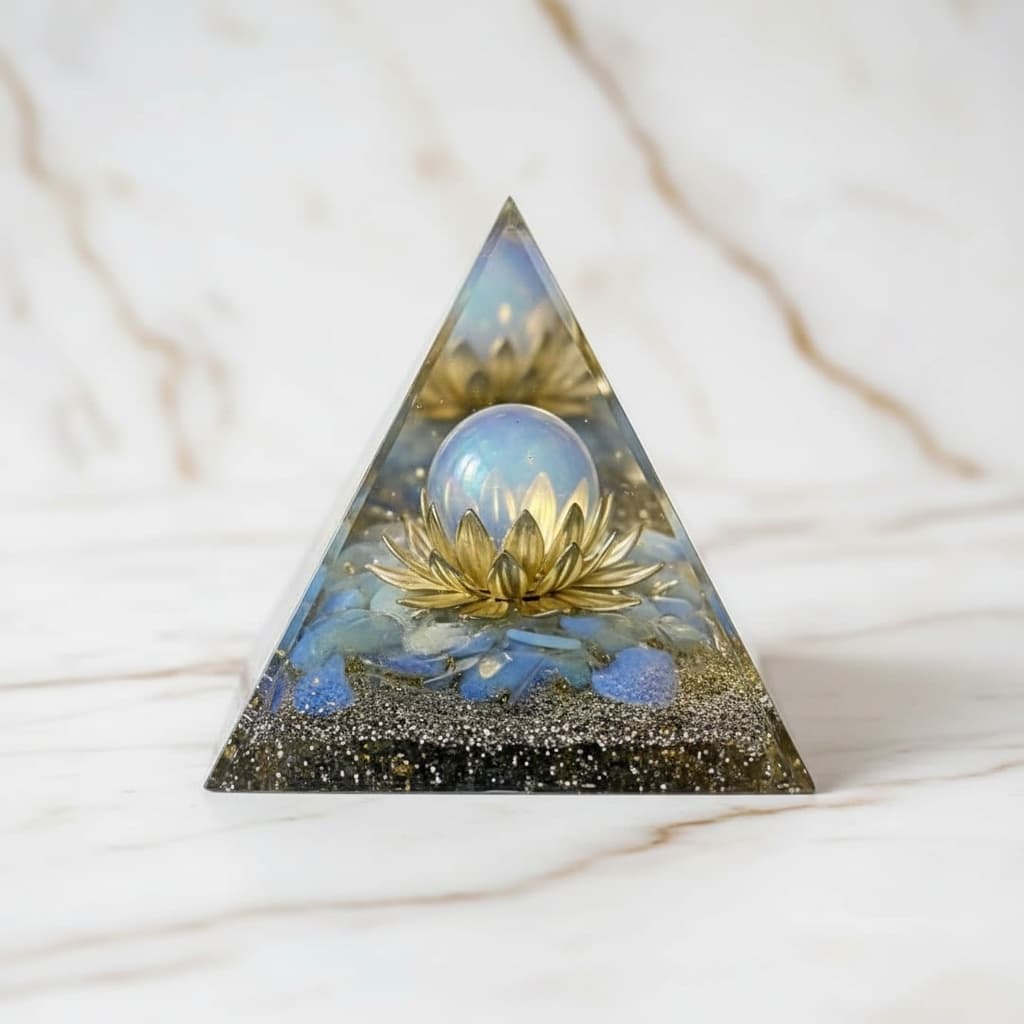 Opalit Orgonit Pyramide - Schimmernder Lotus CrystalScents