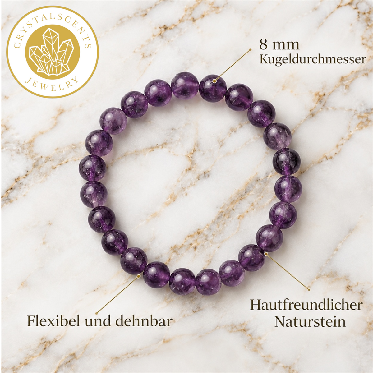 Amethyst Kugelarmband – Stilvolles Schmuckstück voller Energie CrystalScents