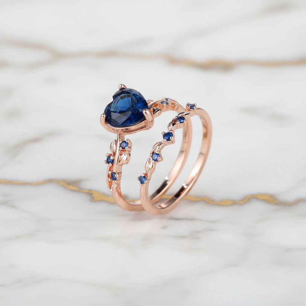 Ring – 2-teilig mit dunkelblauem Herz CrystalScents