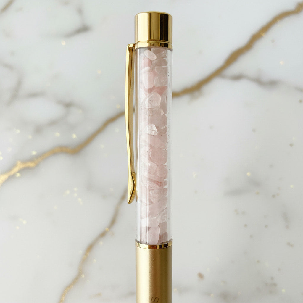 Rosenquarz Kristallstift - Liebevoll schreiben CrystalScents