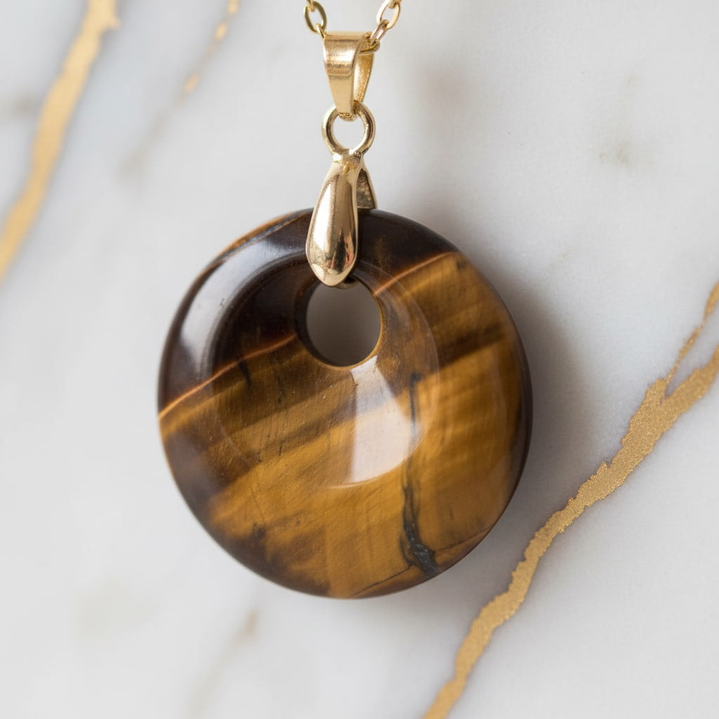Tigerauge Halskette - Rundes Design CrystalScents