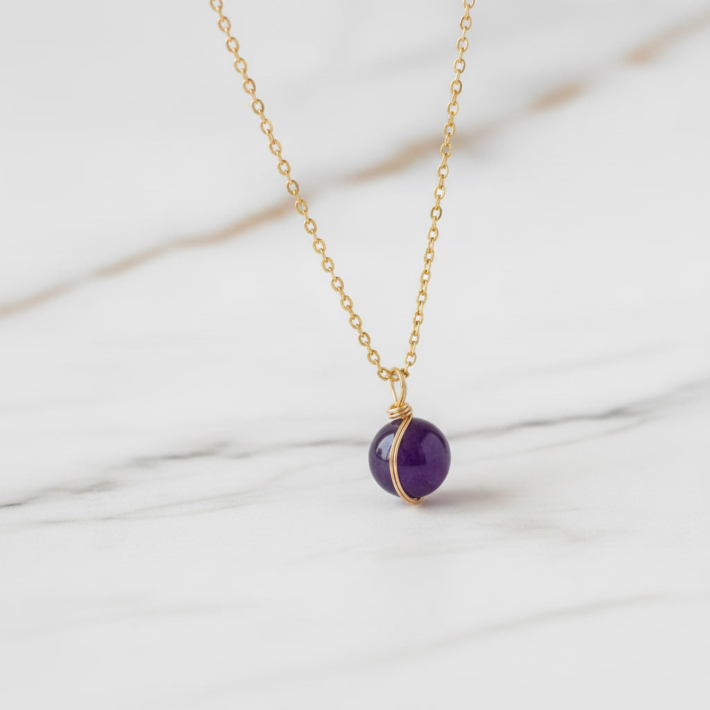 Amethyst Halskette - Violette Kristallkugel CrystalScents