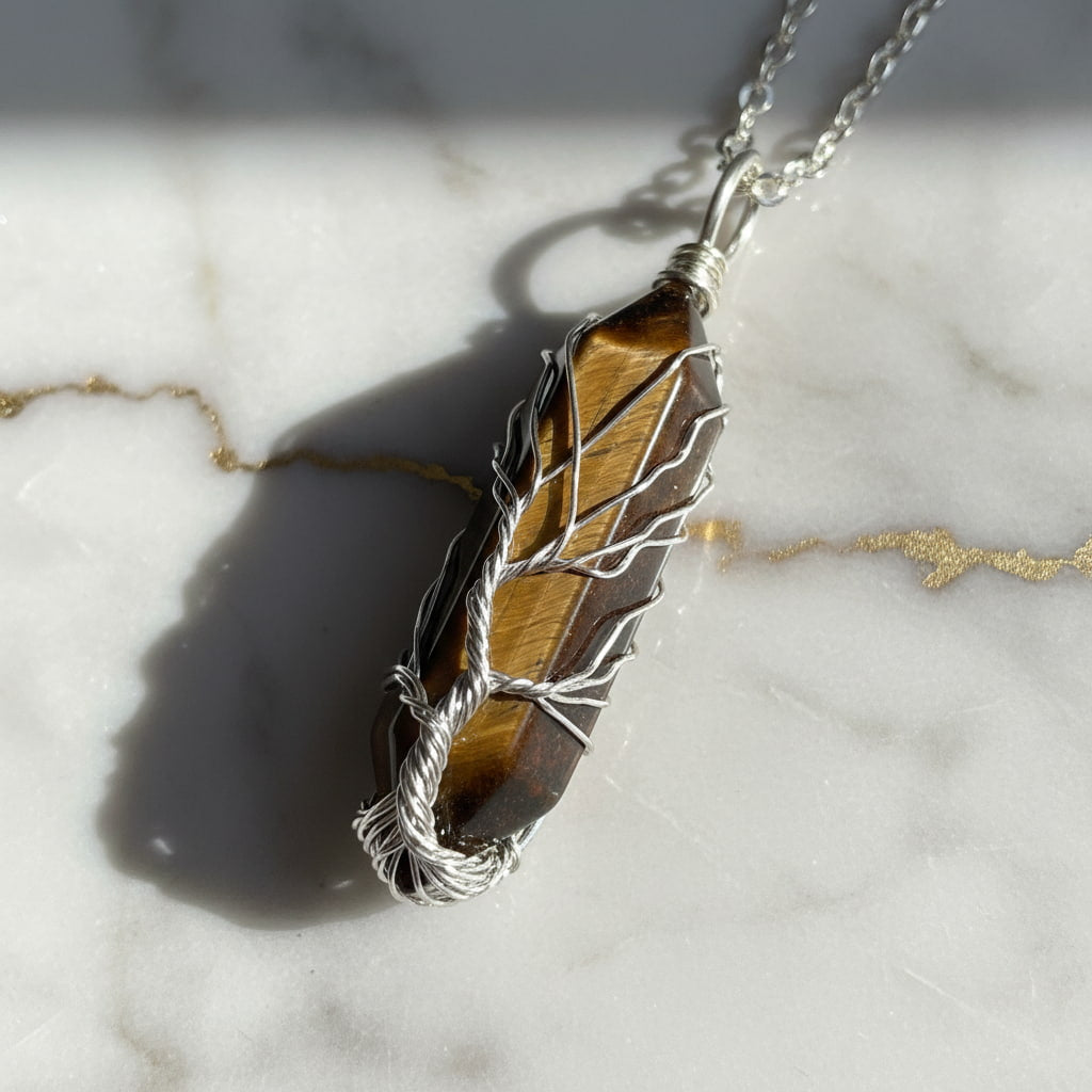 Tigerauge Halskette – Silberverziert JETZT sichern CrystalScents