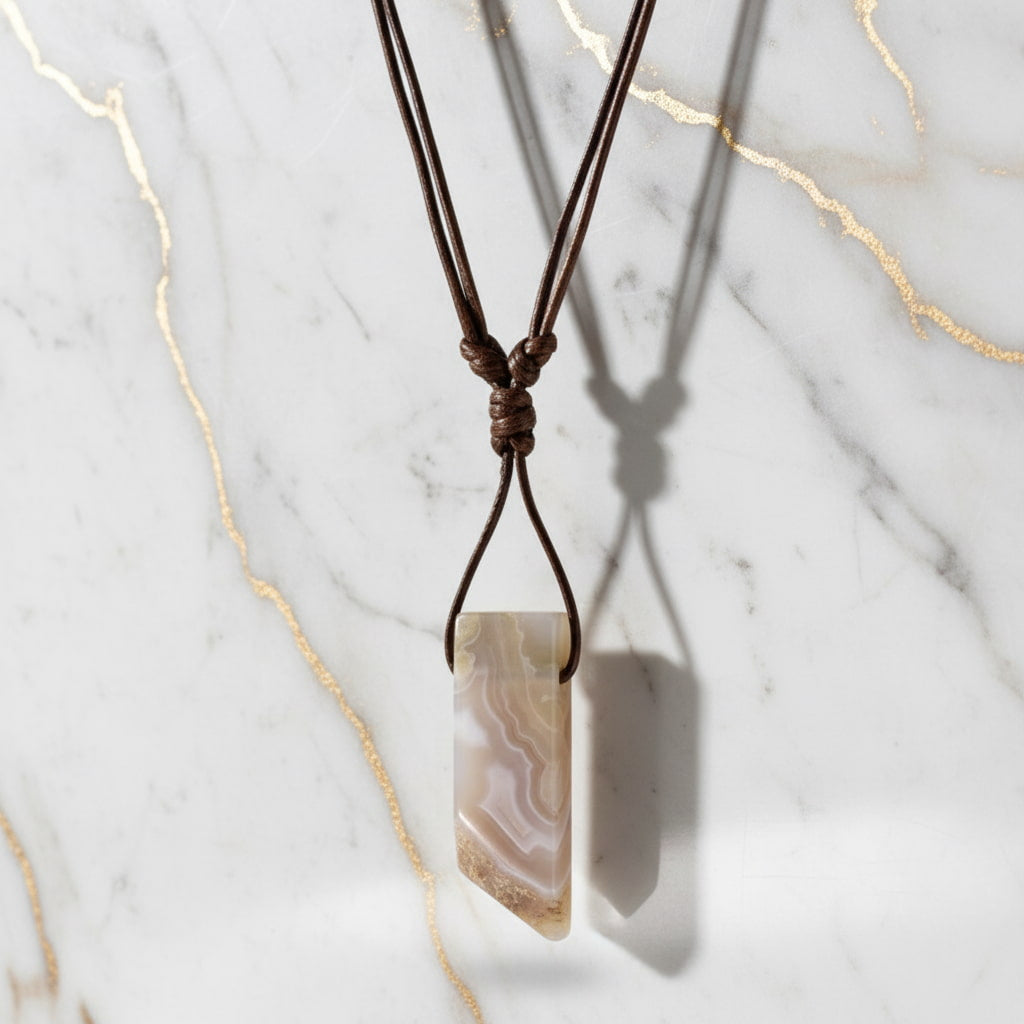 Achat Halskette - Länglicher Anhänger