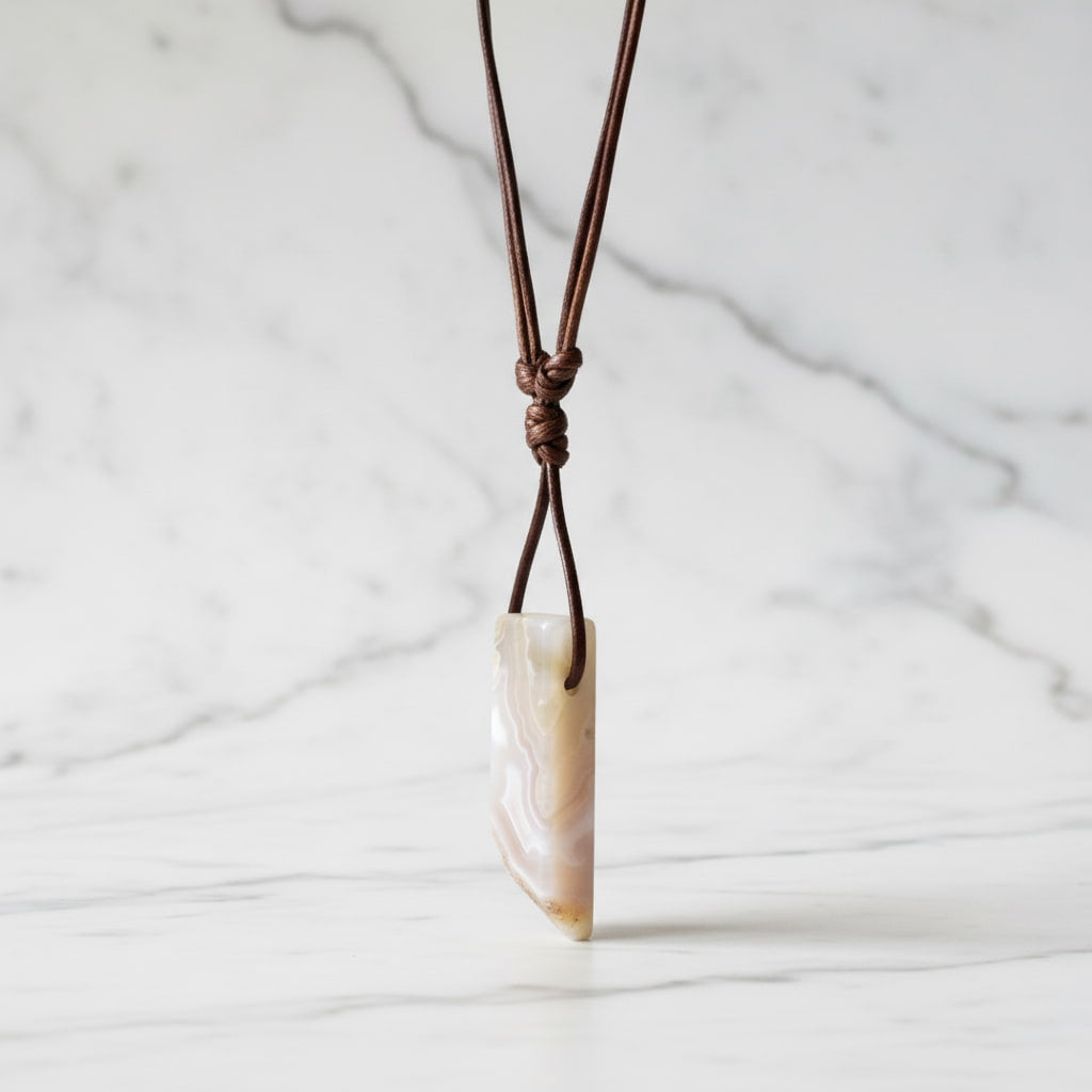 Achat Halskette – Länglicher Anhänger an verstellbarer Kette CrystalScents