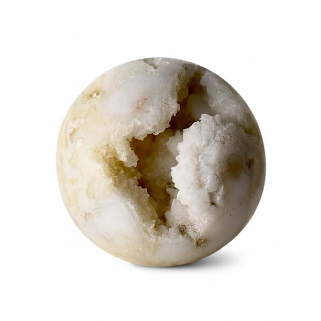 Achat Kugel – Funkelndes Naturjuwel mit Druzy-Kristallen