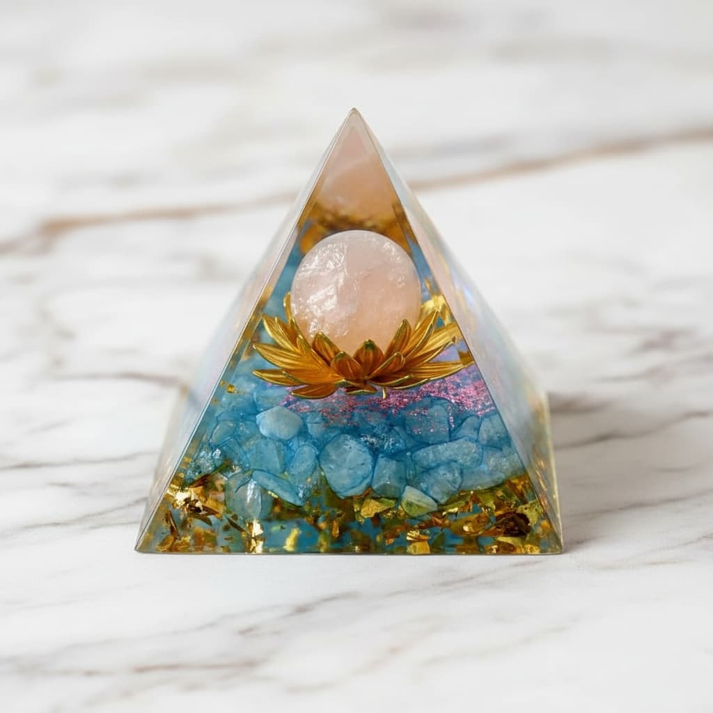 Orgonit Pyramide - Rainbow Blume des Lebens CrystalScents