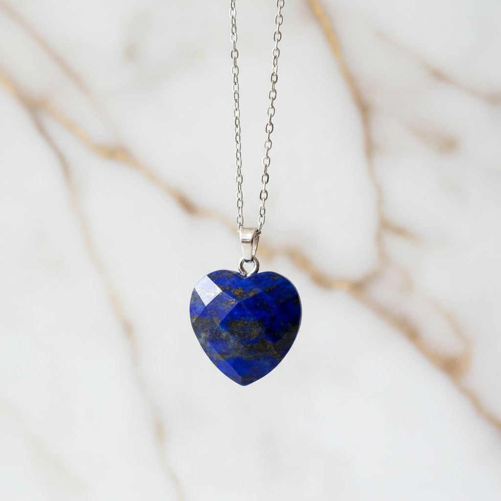Lapislazuli Halskette - Facettiertes Herz