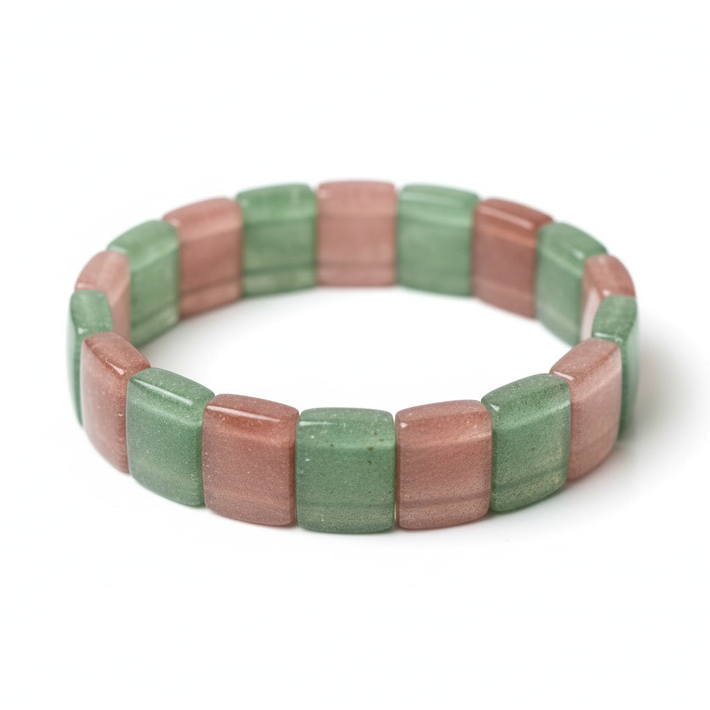 Erdbeerquarz Armband mit Aventurin - kraftvolle Fusion CrystalScents