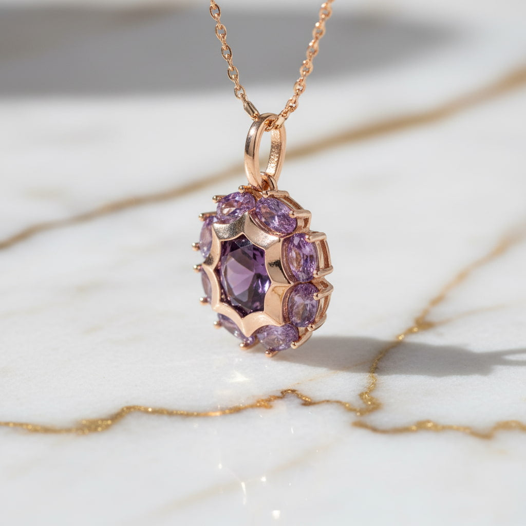 Goldkette – Mit lila Anhänger für besondere Ausstrahlung CrystalScents