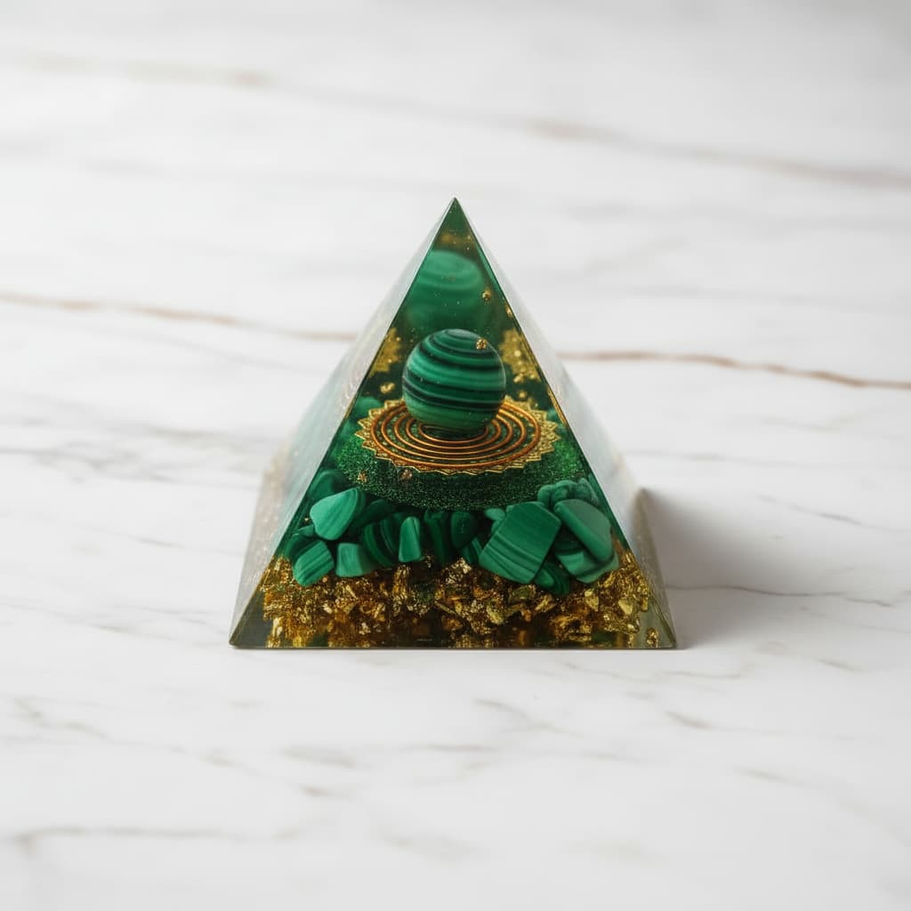 Orgonit Pyramide Malachit – Schutz & Inspiration CrystalScents