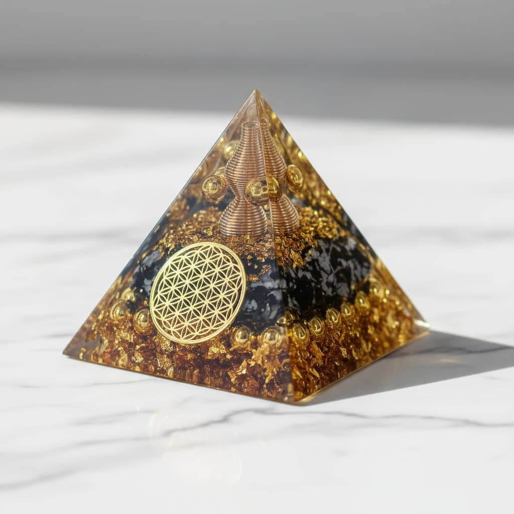 Orgonit Pyramide - Schneeflocken Obsidian CrystalScents