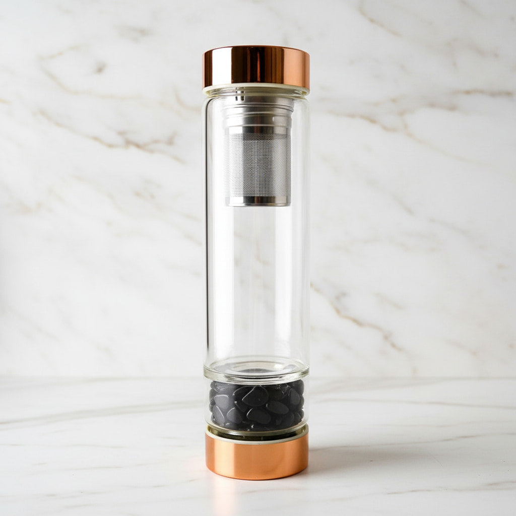 Obsidian Glasflasche – Tee unterwegs CrystalScents