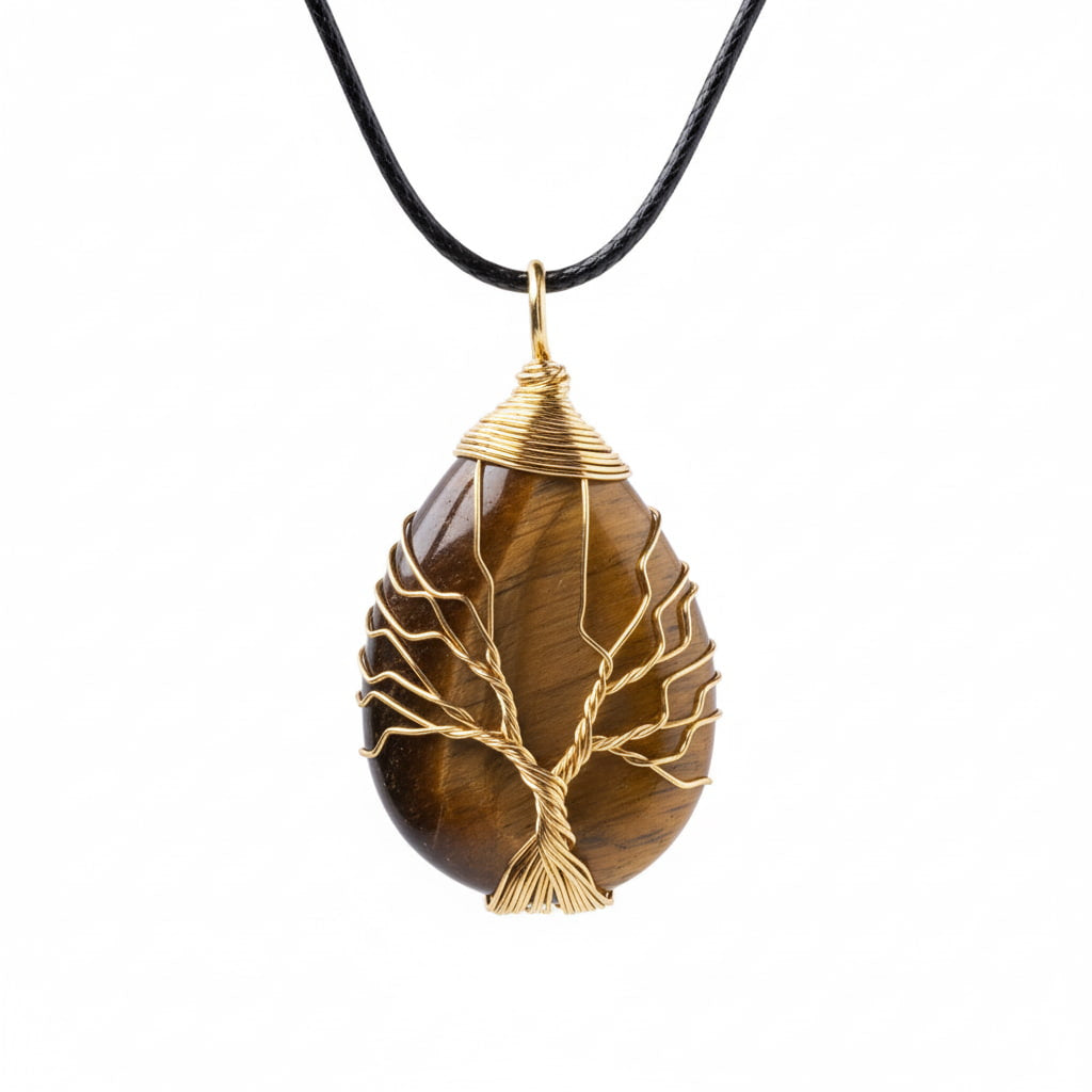 Tigerauge Halskette - Golden verziert CrystalScents