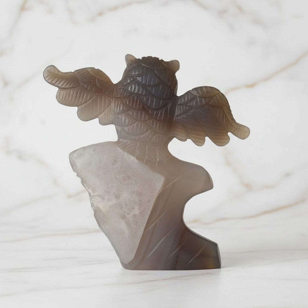 Achat – Graue Eulenfigur aus glitzerndem Kristall