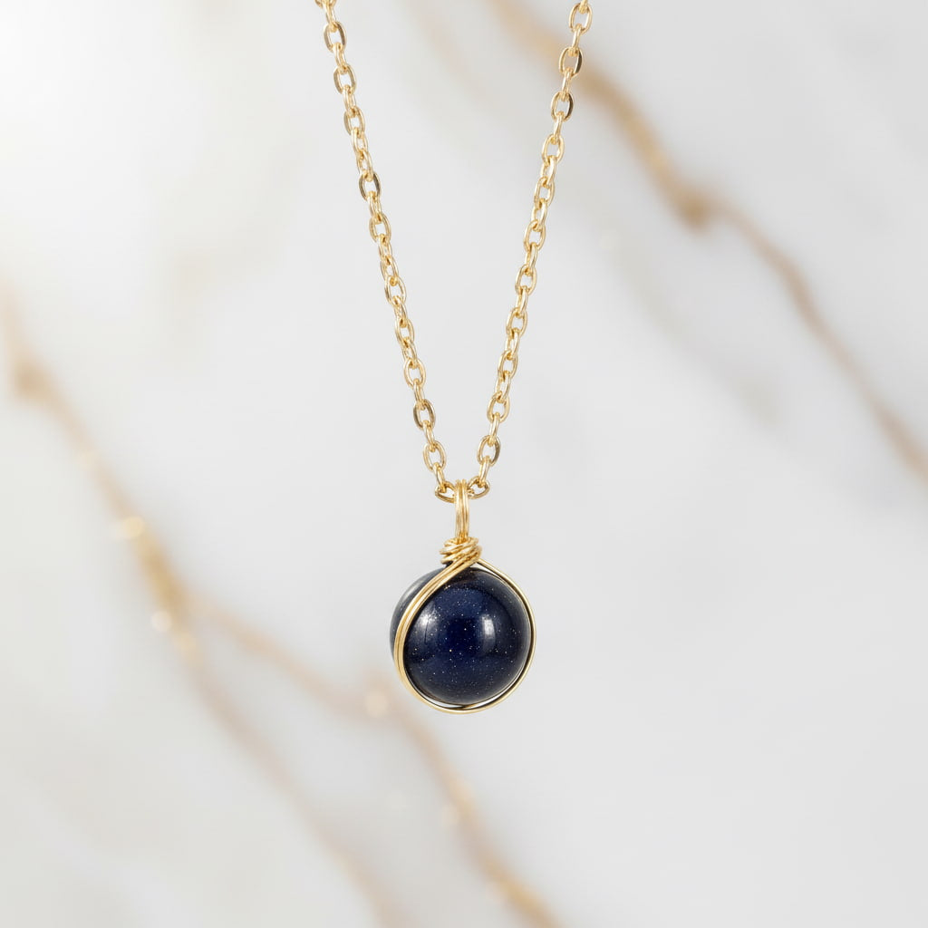 Blaufluss Halskette - Funkelnde Kugel CrystalScents