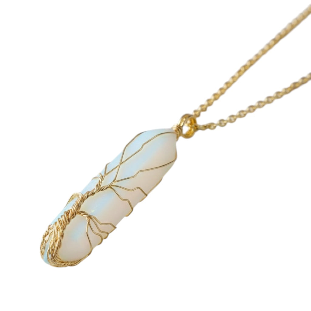 Opalit Halskette - Goldverzierter Doppelender CrystalScents