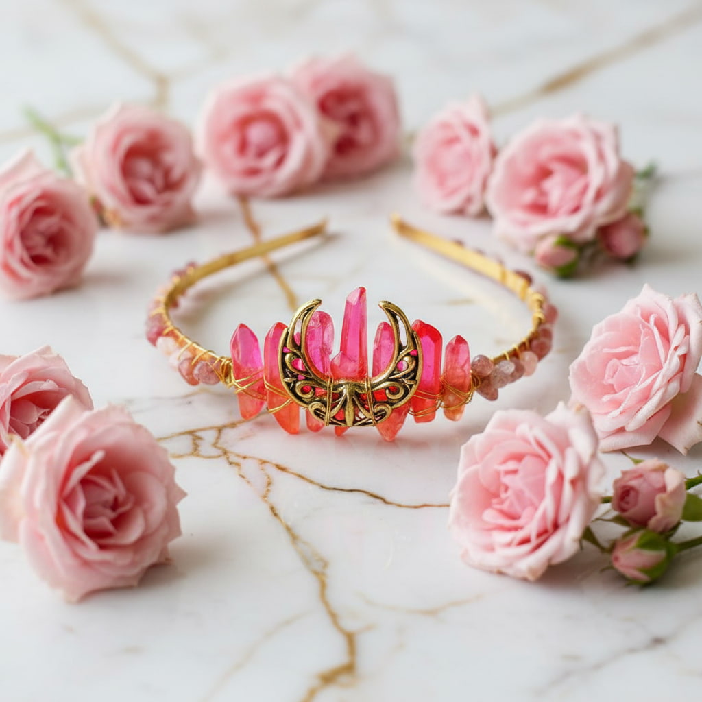 Erdbeerquarz Tiara - für besondere Anlässe