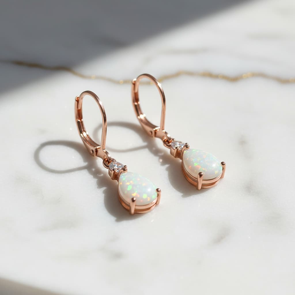 Opal Ohrringe Roségold – Licht & Leichtigkeit CrystalScents
