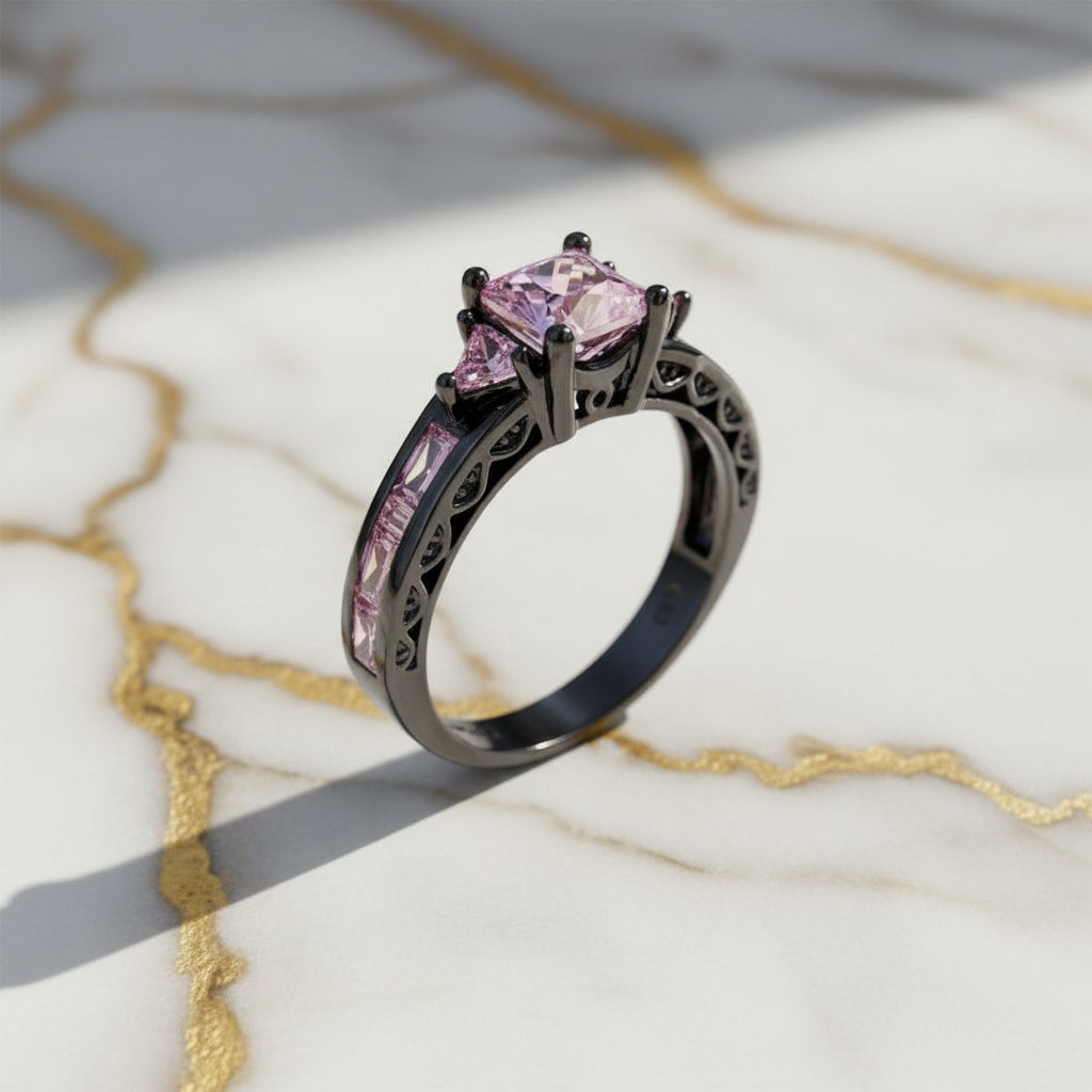 Ring in Silber mit rosa Steinen CrystalScents