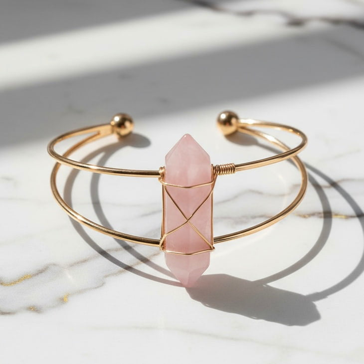 Rosenquarz Armreif - Tägliche Selbstliebe