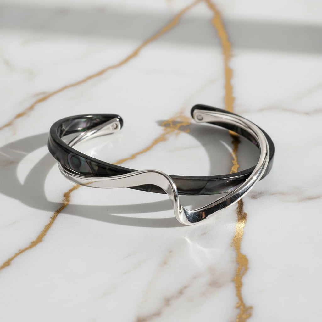 Armband - Perlmutt in Schwarz mit Silber CrystalScents
