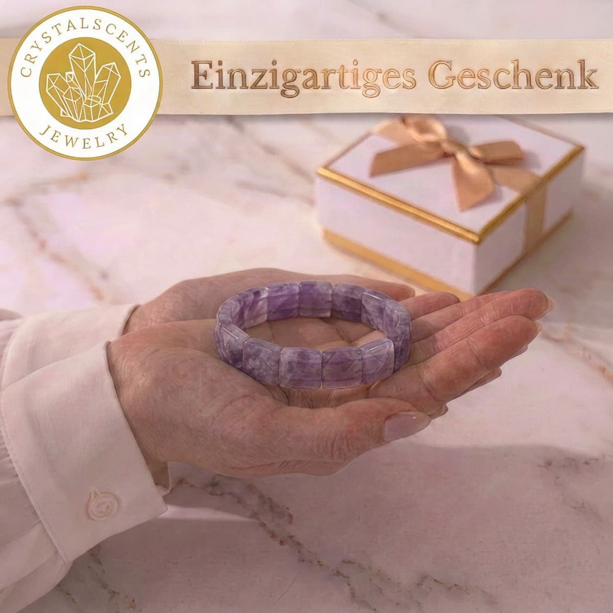 Amethyst Armband – quadratische Steine, innere Ruhe & Geschenk