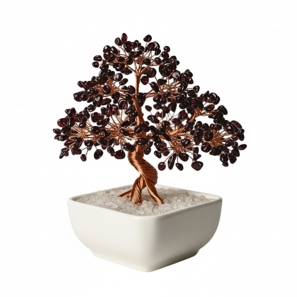 Granat Baum in Keramiktopf - Lebendige Kraft CrystalScents