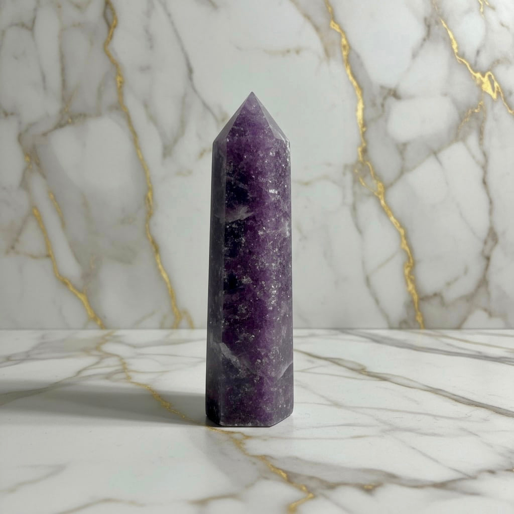 Lepidolith Obelisk – Magie & Funkeln