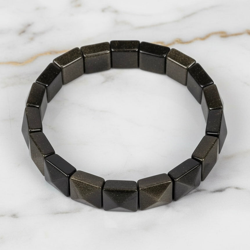Gold Obsidian Armband - Magische Tiefe CrystalScents