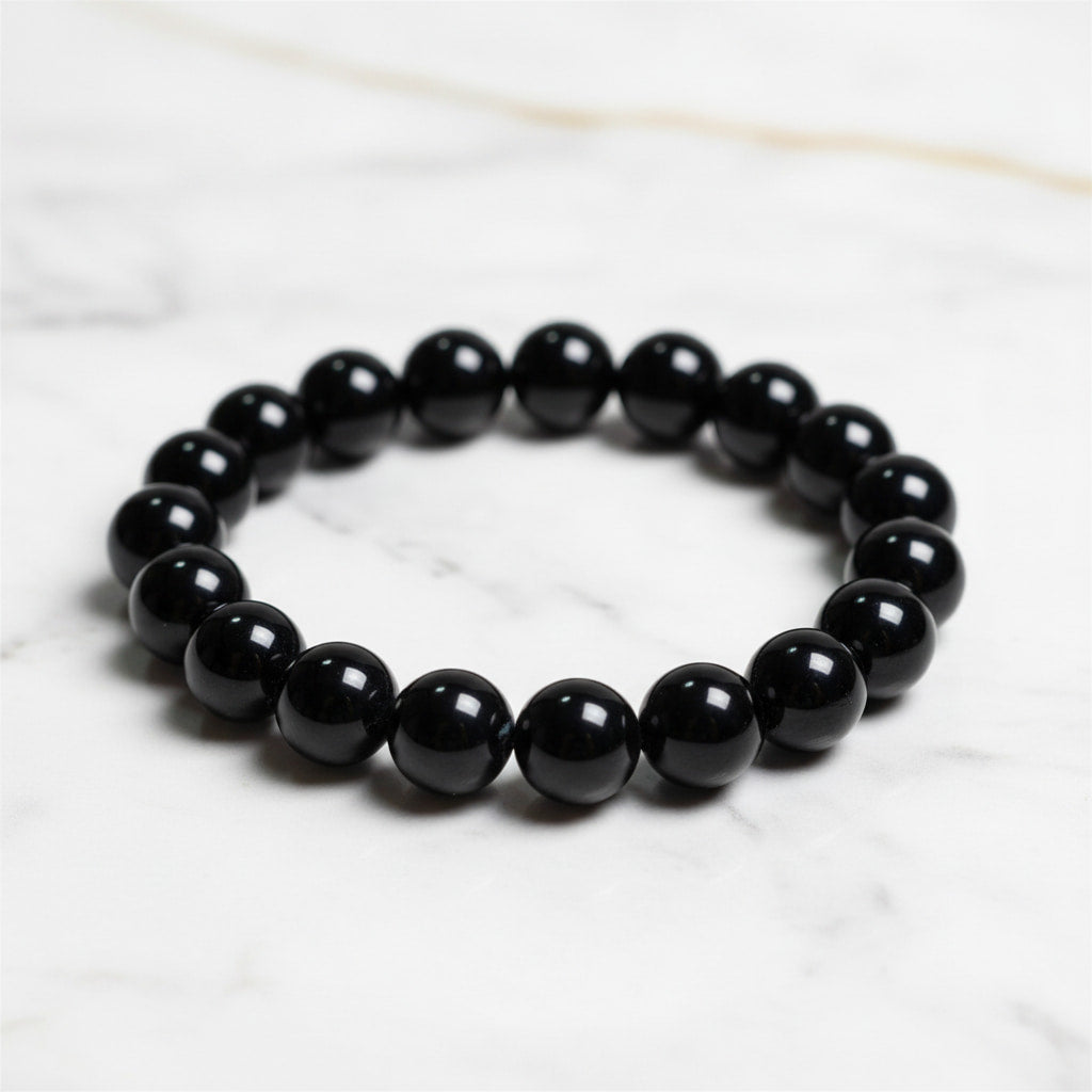 Obsidian Kugelarmband – Tiefschwarzer Glanz